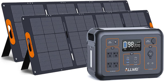 Solar Generator 2000W(Peak 4000W) with 2* 200W Solar Panel, 2131Wh Portable Power Station, 6 PD100W USB, 4 AC Outlet, Home Battery Backup for Outdoor Camping Home Use Emergency RV Power Outage