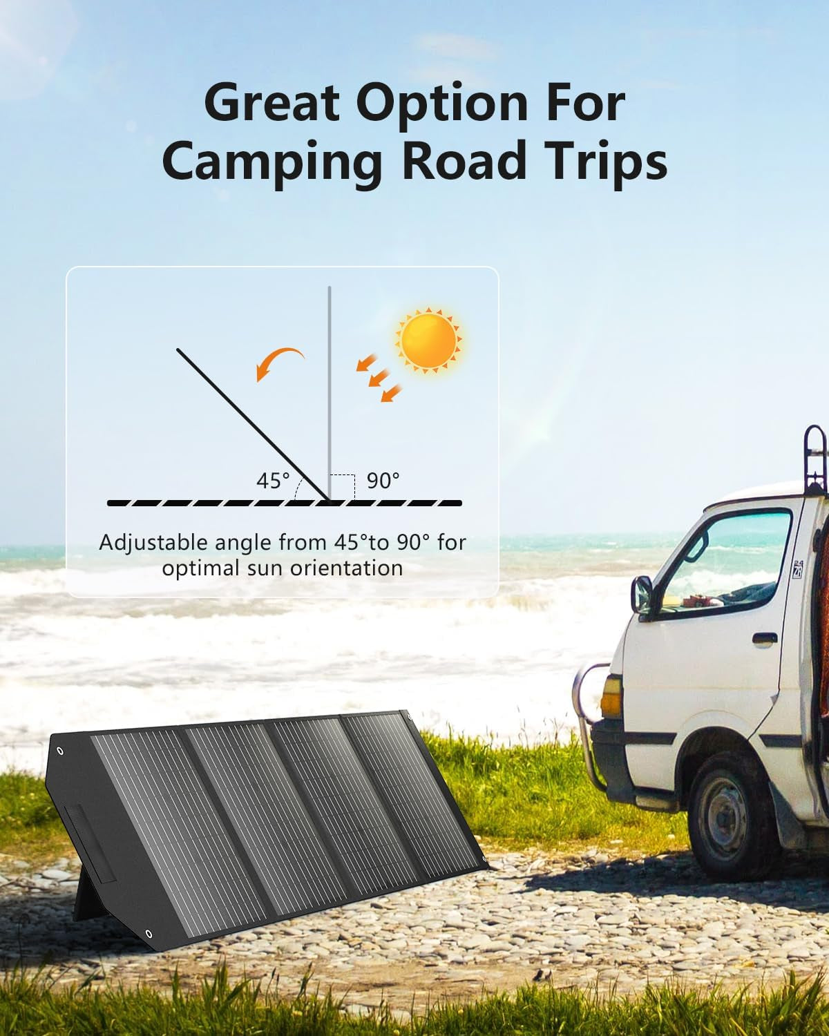 237Wh Portable Solar Power Station Set-300W Camping Solar Generator and 100W Portable Solar Panel Foldable Solar Charger for Iphone, Ipad, Laptop, RV, Camping, Outdoor Adventures, Power Outage