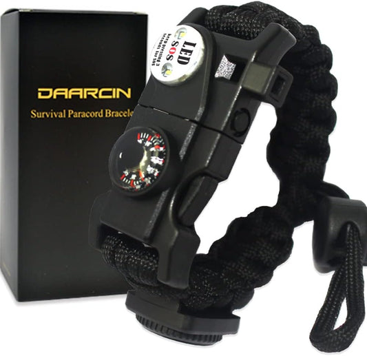 Survival Paracord Bracelet,Fire Starter,Waterproof SOS Light, Compass, Whistle, Adjustable AK87 20 in 1,Outdoor Ultimate Tactical Survival Gear Set,Gift for Kids,Men
