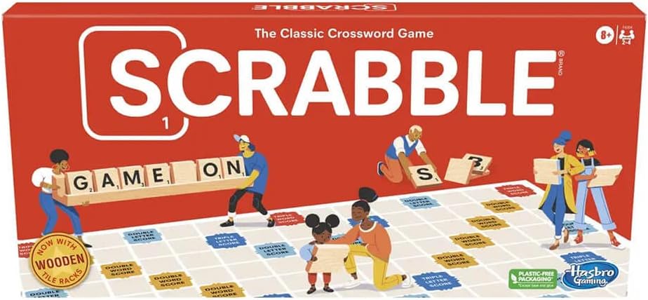 Scrabble Board Game,Word Game for Kids Ages 8 and Up,Fun Family Game for 2-4 Players,The Classic Crossword Game