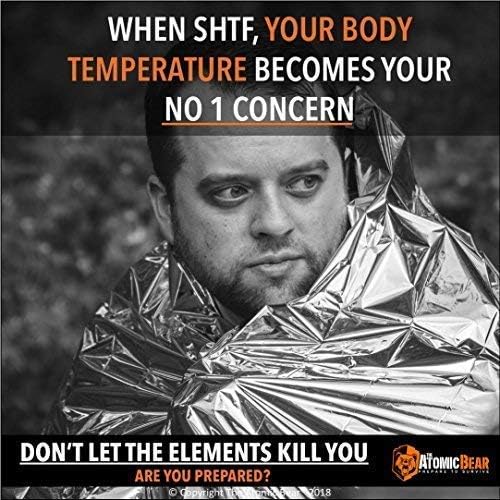 Emergency Blanket or Space Blanket - Ideal as Survival Thermal Protection - Very Light Double Sided Sheet of Mylar Foil - Best for Bug Out Bag, EDC, First Aid Kit, Hiking, Camping, Hunting