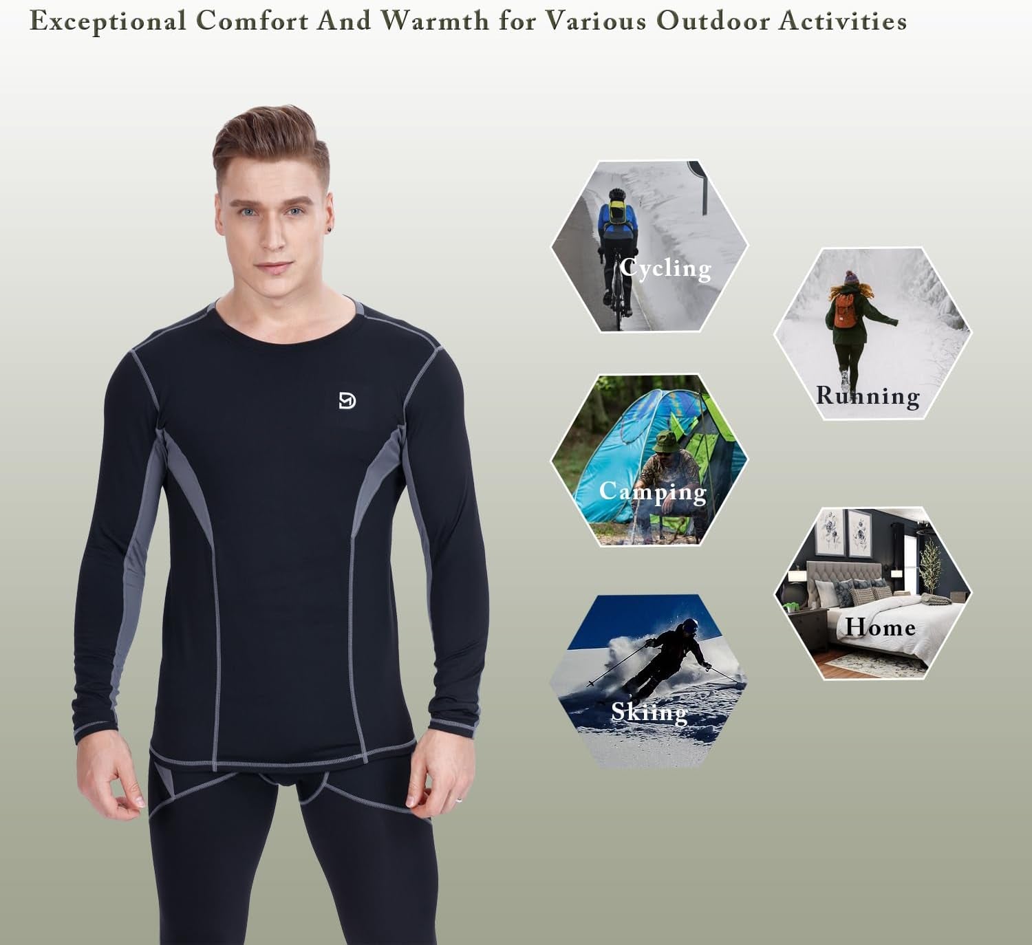 Men'S Thermal Underwear Fleece Lined Performance Fleece Tactical Sports Shapewear Thermal Set