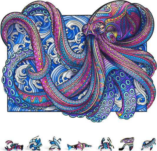 - Sea Octopus Jigsaw Puzzles 500 Pieces - Wooden Jigsaw Puzzle for Aduls, Premium Wooden Puzzle with Durable Construction - Rompe Cabezas Adultos 500