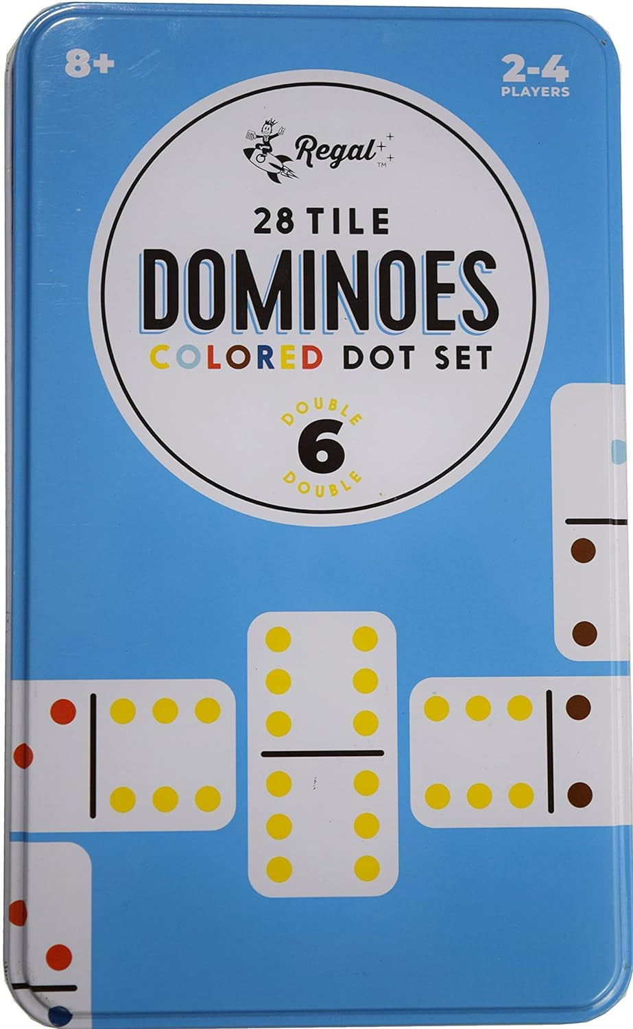- Double 6 Dominoes - Colored Dots Set - Fun Family-Friendly Game - Includes 28 Tiles & Collector’S Tin - Ideal for 2-4 Players Ages 8 for Kids and Adults