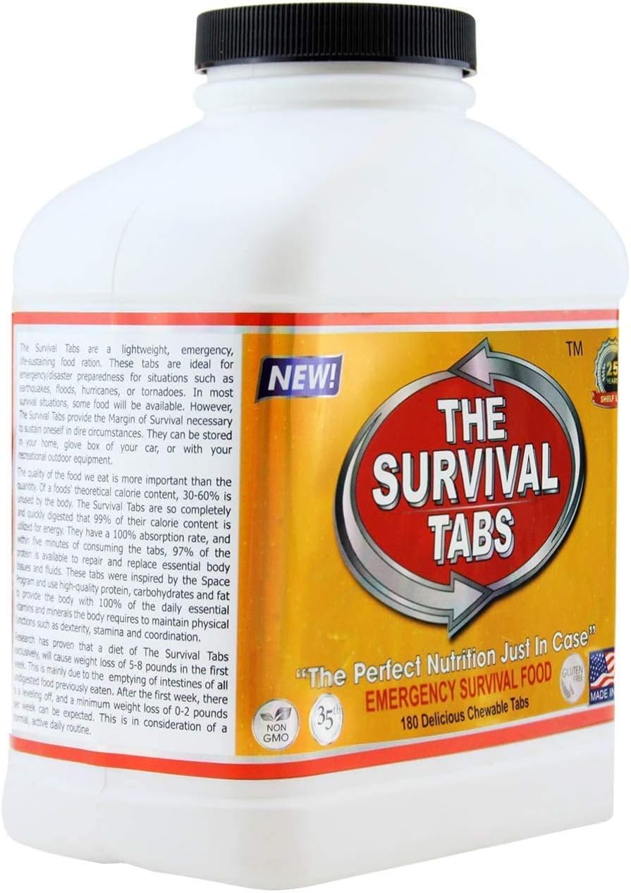 60-Day 720 Tabs Emergency Food Ration Survival Mres Food Replacement for Outdoor Activities Disaster Preparedness Gluten Free and Non-Gmo 25 Years Shelf Life Long Term - Mixed Flavor