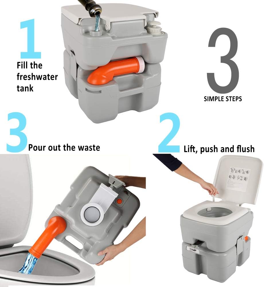 Portable 5.3 Gallon Camping Toilet W/Carrying Bag,Large Capacity Tank for Camping,Boat/Truck