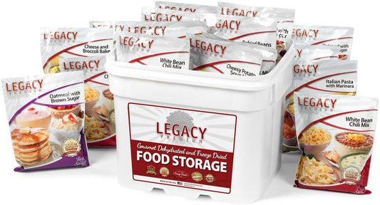 Gourmet Survival Home Food Storage - 120 Large Servings Meal Assortment: 31 Lbs Emergency Supply - Disaster Prep Freeze Dried Supply Kit - Dehydrated Breakfast, Lunch & Dinner