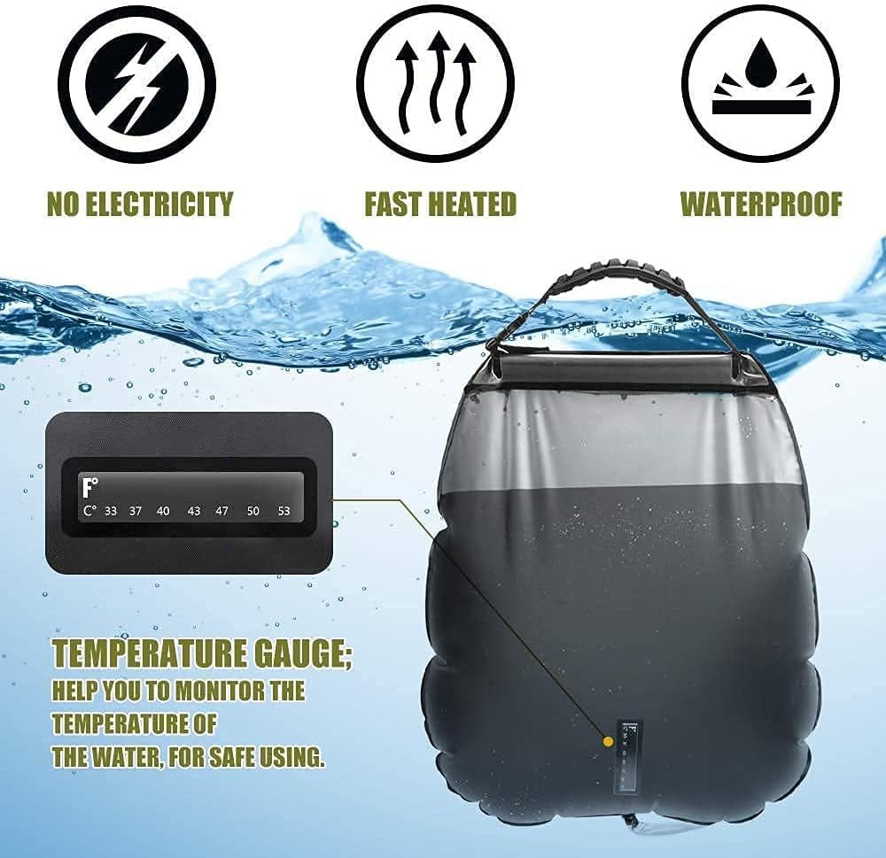 Solar Shower Bag Portable Shower for Camping Heating Camping Shower Bag 5 Gallons/20L Hot Water 45°C Switchable Shower Head for Camping Beach Swimming Outdoor Traveling Hiking…