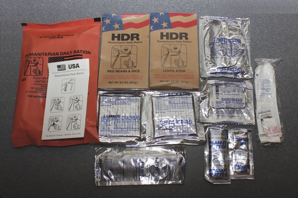 MRE 1 Case of HDR U.S. Military Surplus Humanitarian Meals Ready to Eat, FEMA 10 Pack/ 20