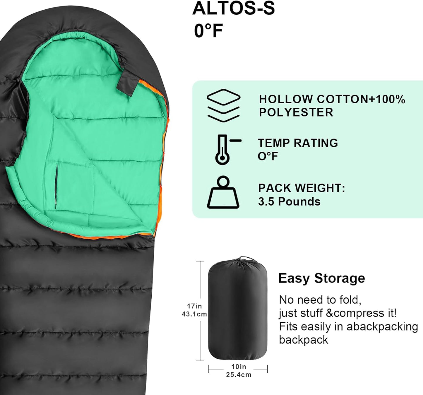 Sleeping Bag,Camping Sleeping Bags for Adults 3-4 Seasons Cold Warm Weather Waterproof Lightweight,Mummy Camping Sleeping Bag for Backpacking Hiking Travel Indoor Outdoor Use.