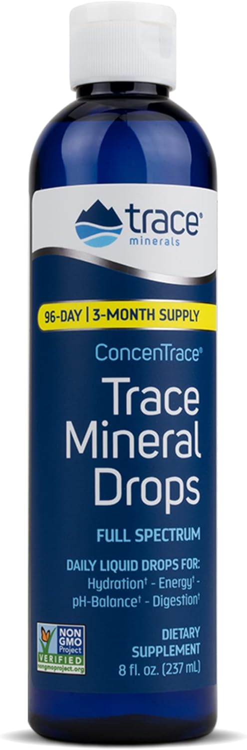 Concentrace Drops | Full Spectrum Minerals | Ionic Liquid Magnesium, Chloride, Potassium | Low Sodium | Energy, Electrolytes, Hydration | 96 Day Supply, 8 Fl Oz (Pack of 1)