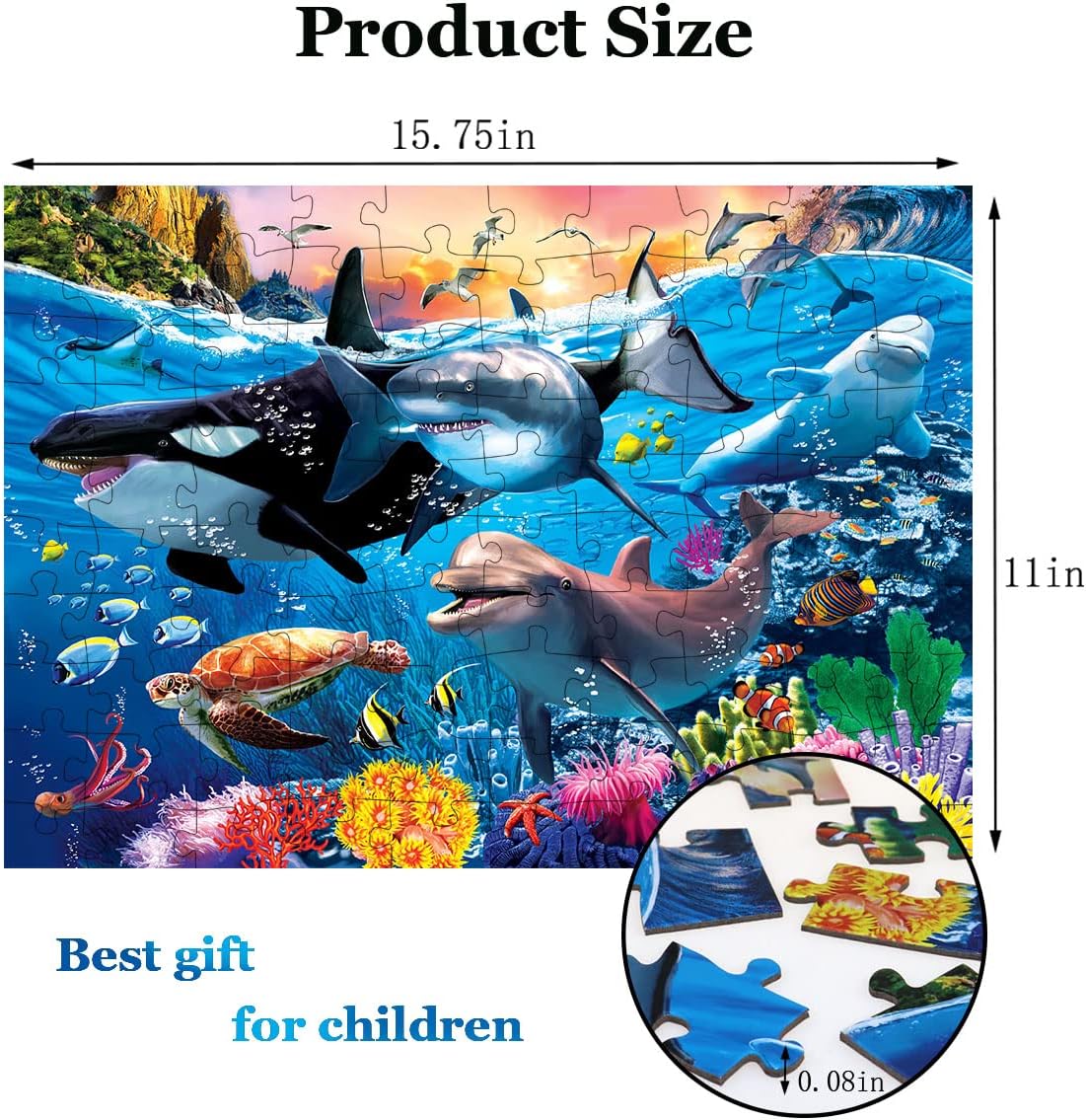Puzzles for Kids Ages 4-8 Year Old - Underwater World,100 Piece Jigsaw Puzzle for Toddler Children Learning Educational Puzzles Toys for Boys and Girls.