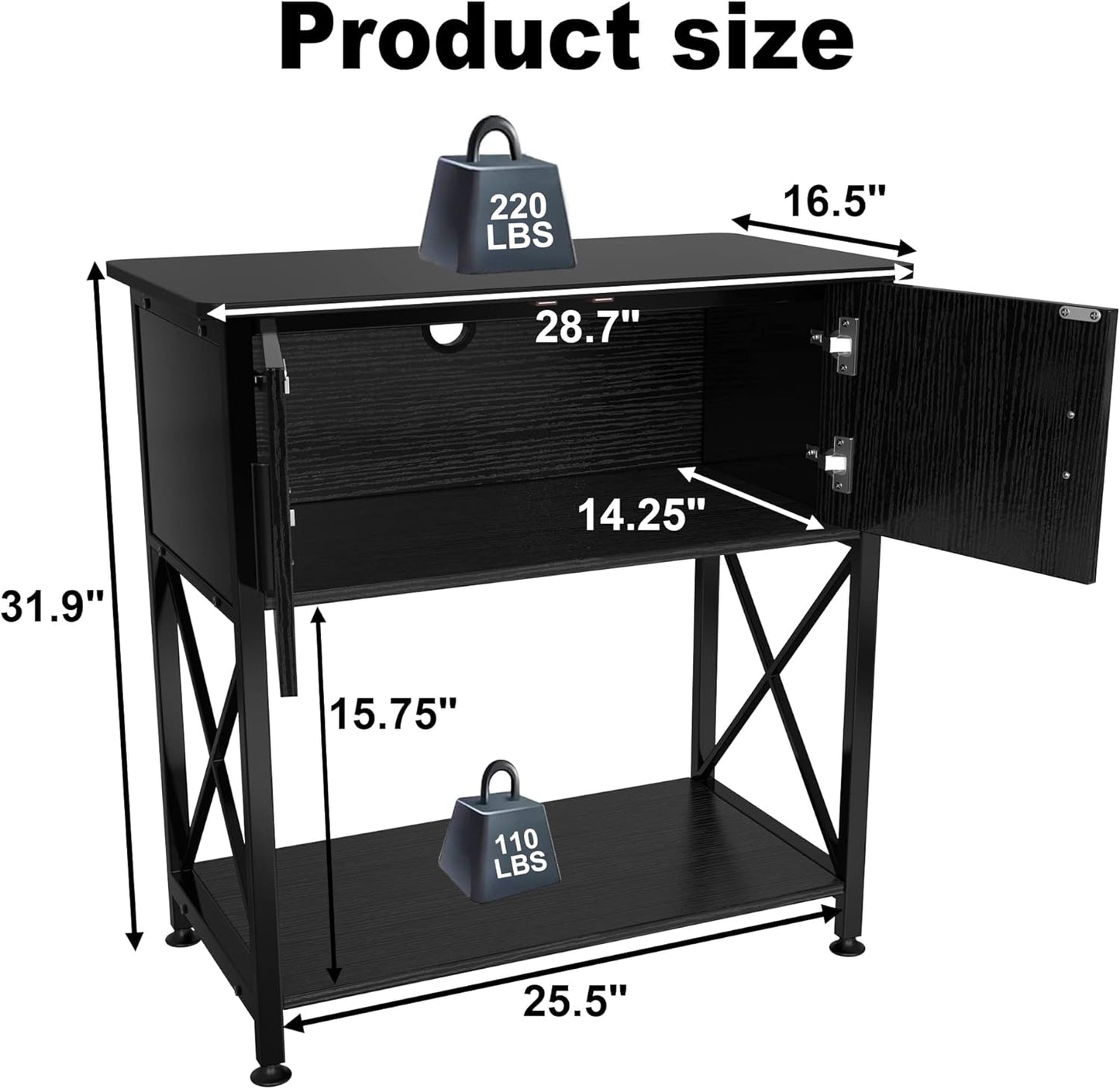 Fish Tank Stand Metal Aquarium Stand for up to 20 Gallon Long with Cabinet for Fish Tank Accessories Storage,28.7" L