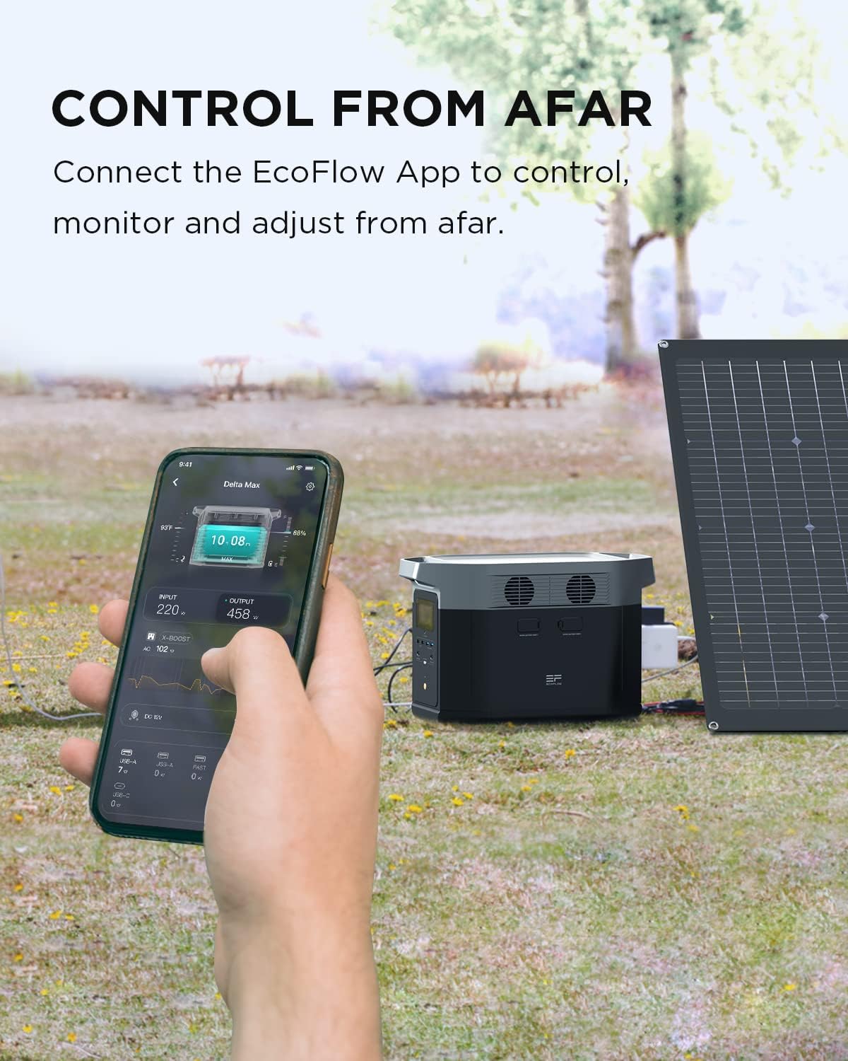 Professional Title: "High-Capacity Solar Generator DELTA Max (2000) 2016Wh with Powerful 220W Solar Panel, 6 X 2400W (5000W Surge) AC Outlets, Portable Power Station for Home Backup, Outdoor Adventures, Camping, RV, and Emergency Situations"