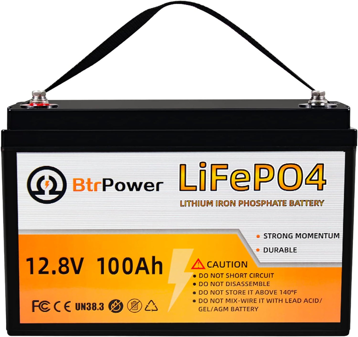 12V 100AH Lifepo4 Lithium Battery, 5000+ Cycles Deep Cycle Lifepo4 Battery with Built-In 100A BMS Fit for RV, Home Storage,Trolling Motor,Off-Grid System,Solar Power System,Marine