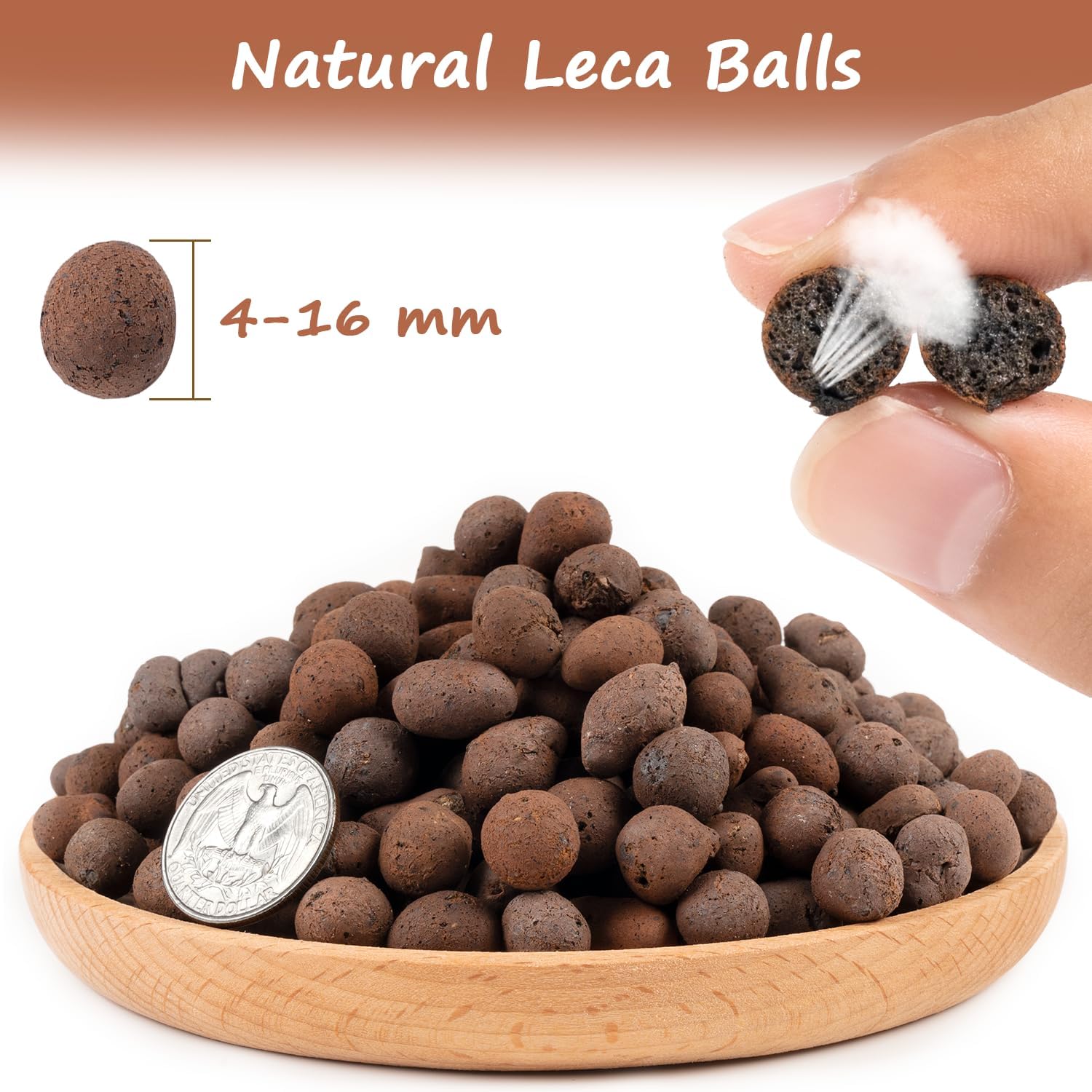 5LB LECA for Plants, 4-16Mm Small Expanded Clay Pebbles for Hydroponic Growing, Organic Lecca Balls for Indoor Pots Drainage, Aquaponics, Come with Gloves