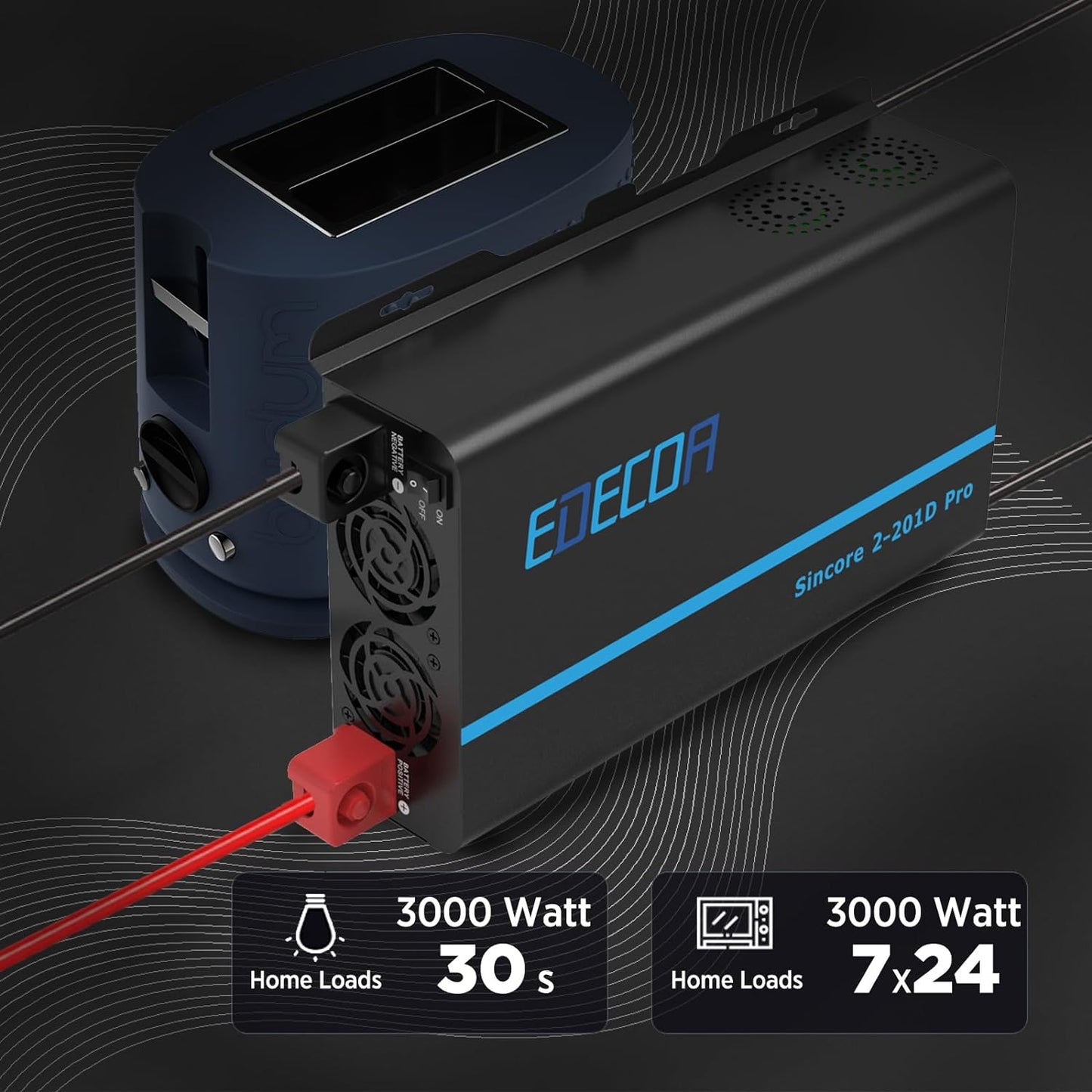 Professional Title: "2000W Pure Sine Wave Power Inverter - DC 12V to AC 110V with USB Port, Type-C Port, 2 AC Outlets, Remote Controller, LED Display - Ideal for RV, Car, Boat, and Household Use"