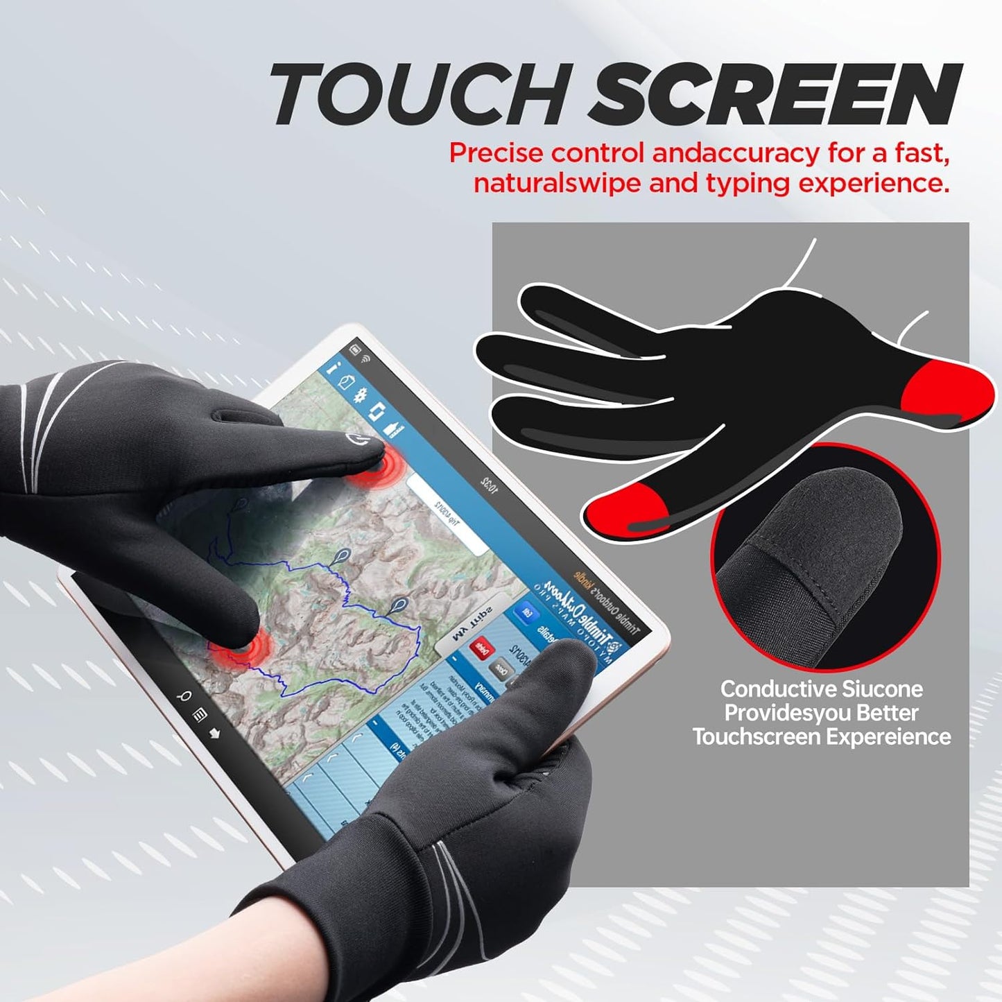 Thermal Gloves for Men Women, Winter Windproof Anti-Slip Touch Screen Running Gloves for Driving Riding Cycling Hiking