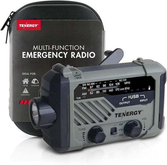 Multifunctional Hand Crank Weather Radio with LED Flashlights, SOS Alarm, Cell Phone Charger, AM/FM/NOAA Radio Frequencies, Ideal for Emergencies