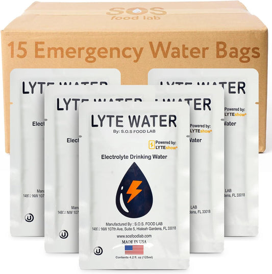 S.O.S. Emergency Water 5 Year Shelf Life - 15 Individual 4.22 Oz Packets (With Tips)