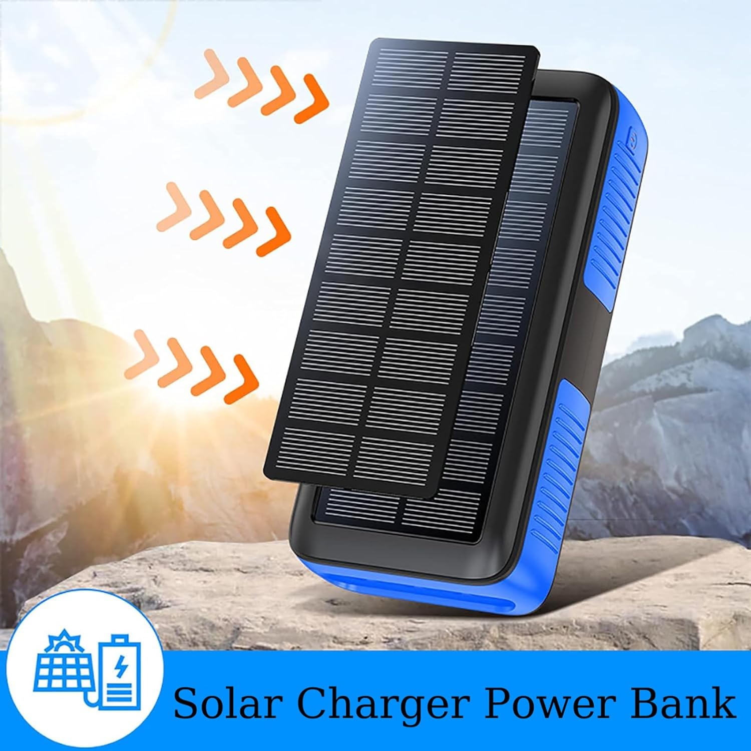 Solar Power Bank Charger 63200Mah Hand Crank Fast Charging Power Bank Outputs Inputs Solar Portable Charger 4 Flashlights for Camping Gear Accessories Essentials
