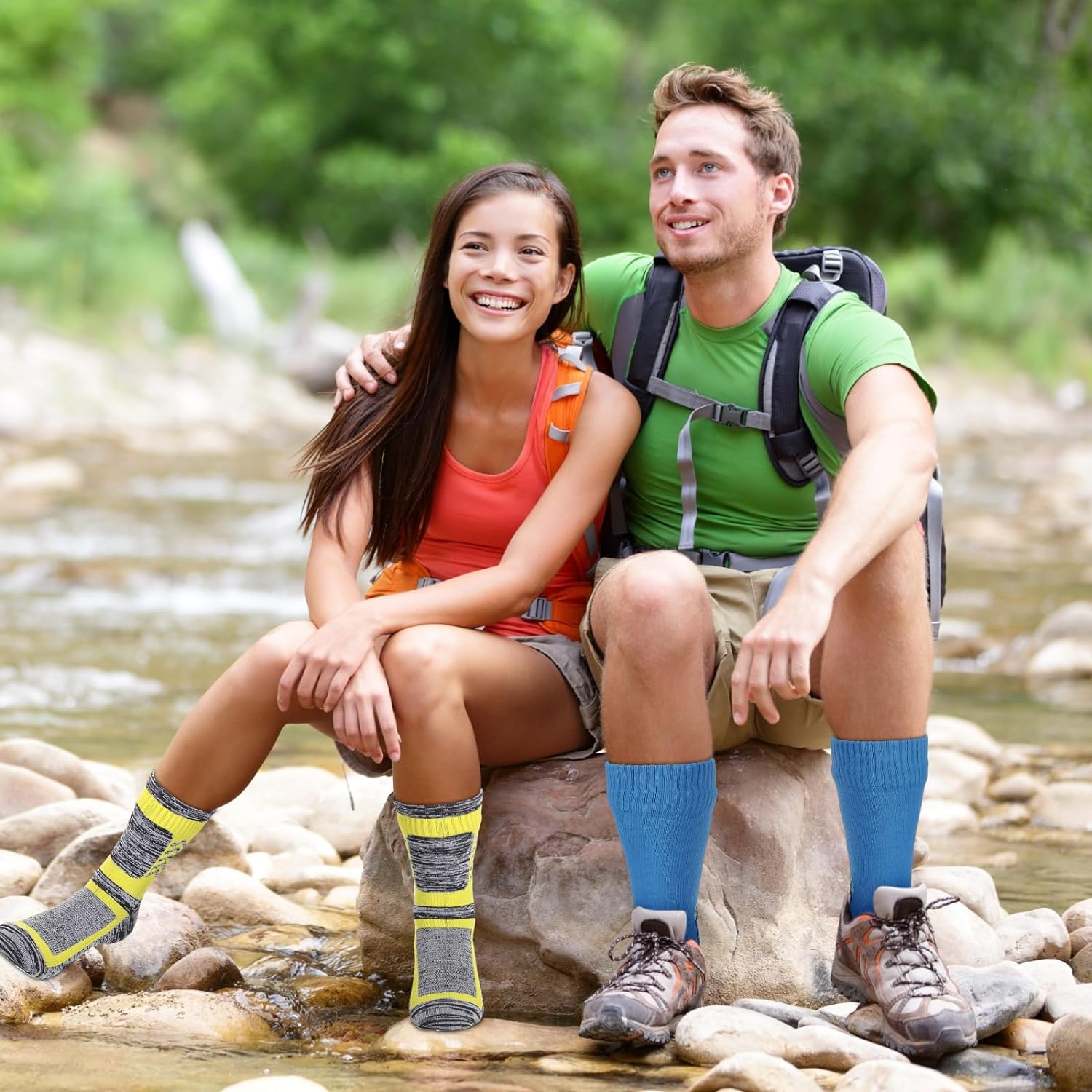 2 Pairs Waterproof Socks Unisex Waterproof Breathable Socks Outdoor Skiing Hiking Wading Fishing Socks for Men Women