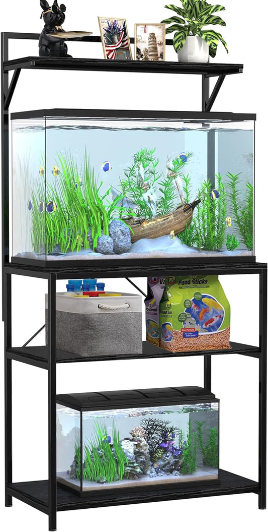 20-29 Gallon Fish Tank Stand with Plant Shelf, Aquarium Stand with Storage Shelf for 20 Gallon Long Aquarium 30.7" X 16.53" Tabletop Fits Aquarium,Turtle Tank or Reptile Terrariums