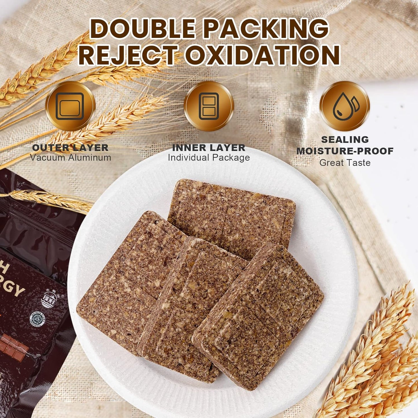 Emergency Food Ration Bars, Chocolate Flavor Survival Tabs Supply for Outdoor Camping Emergency Snowstorm Earthquake Disaster Preparedness Kit with Long Self Life 12 Count