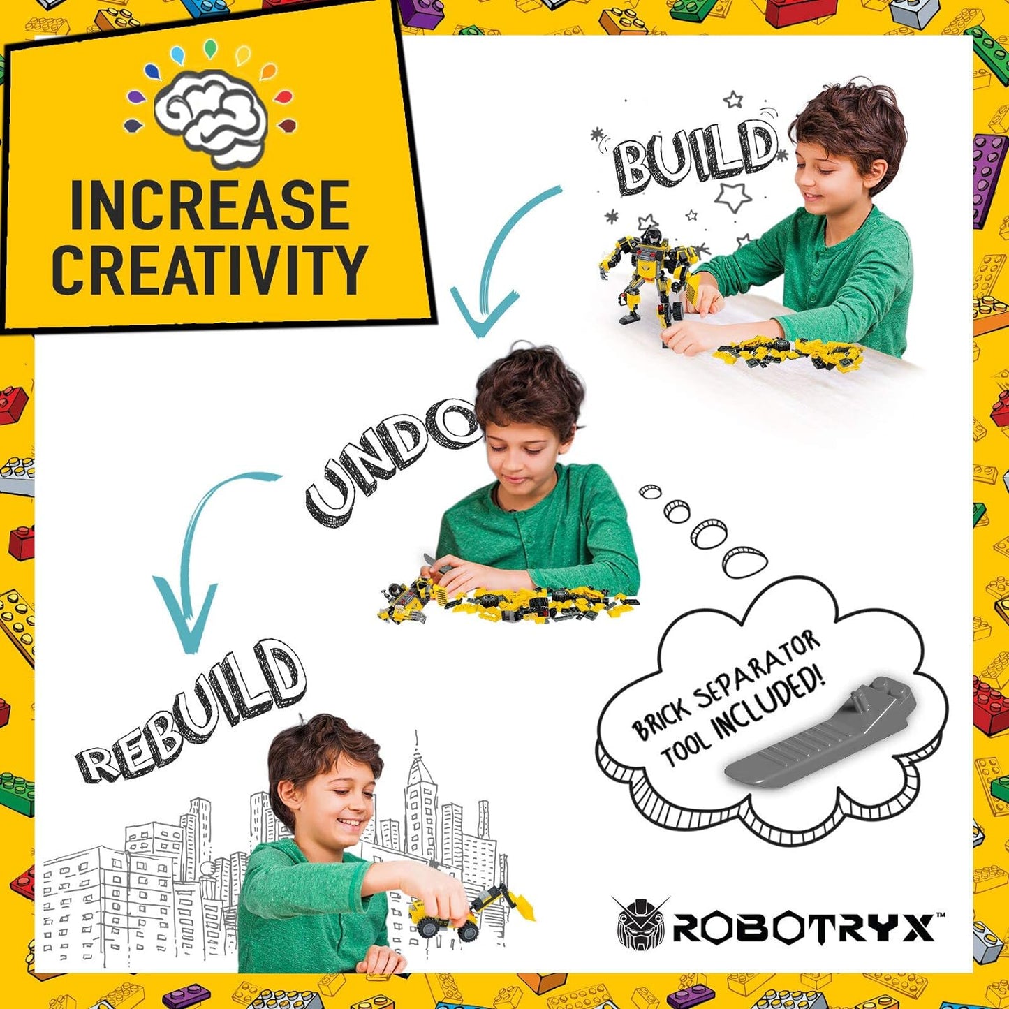Robot Building Toy Gift for Boys, Perfect STEM Gift for Builders Ages 6, 7, 8, 9, and 10 Year Olds, Yellow Zakarpian (238 Pcs) Robotryx