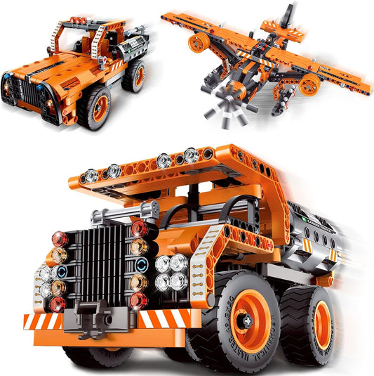 STEM Toys Building Sets for Boys 8-14, 3 in 1 Dump Truck/Transport Truck/Airplane Construction Engineering Kit STEM Projects for Kids Ages 6 7 8 9 10 11 12, Toys & Gifts for Boys Girls(361Pcs)