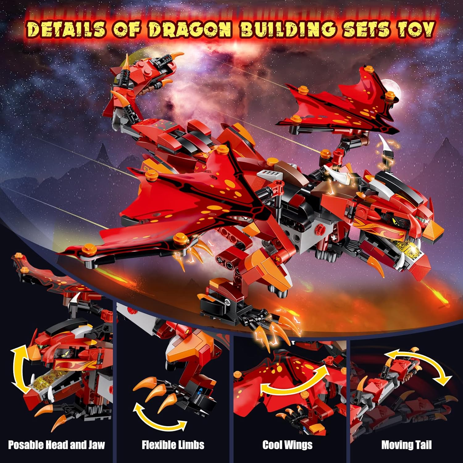 Remote & APP Controlled Dragon Building Set, 485 PCS STEM Building Blocks Toys for Kids Ages 8 9 10 11 12, Robot Building Toys Birthday Gifts for Boys & Girls
