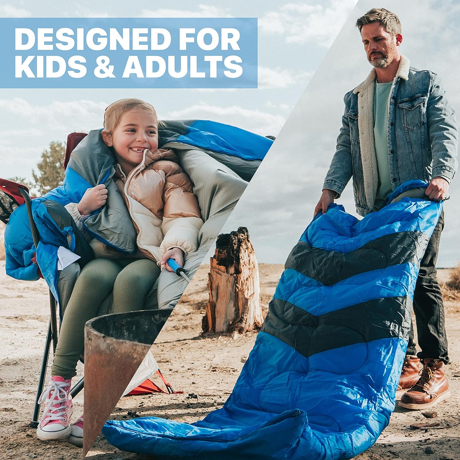 Sleeping Bags for Adults Cold Weather & Warm - Backpacking Camping Sleeping Bag for Kids 10-12, Girls, Boys - Lightweight Compact Camping Gear Must Haves Hiking Essentials Sleep Accessories