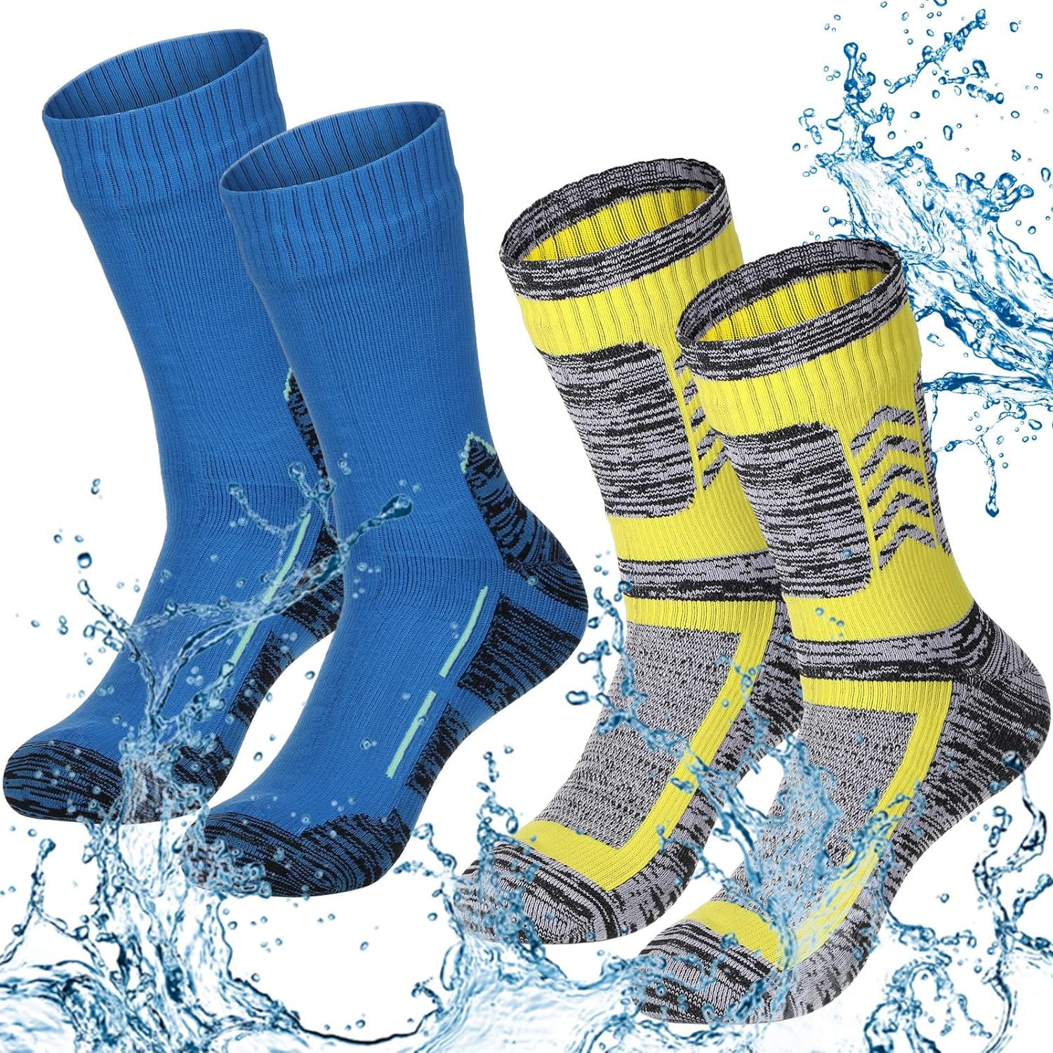 2 Pairs Waterproof Socks Unisex Waterproof Breathable Socks Outdoor Skiing Hiking Wading Fishing Socks for Men Women