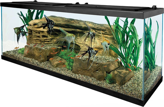 55 Gallon Aquarium Kit with Fish Tank, Fish Net, Fish Food, Filter, Heater and Water Conditioners