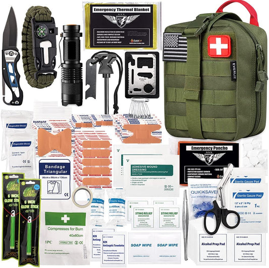Professional Title: "Comprehensive 250-Piece Survival First Aid Kit with Molle Pouch - Essential Outdoor Gear for Emergency Situations, Camping, Hunting, and More"
